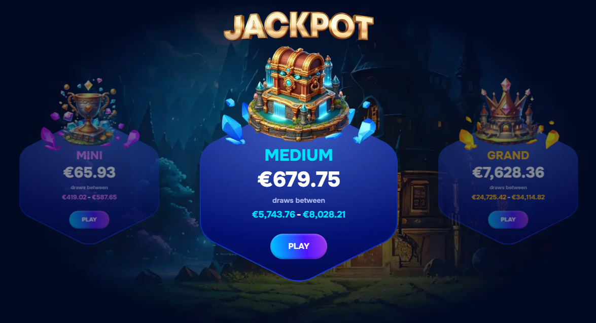 Casino jackpots display mini €658.93 medium €679.75 grand €7M.
