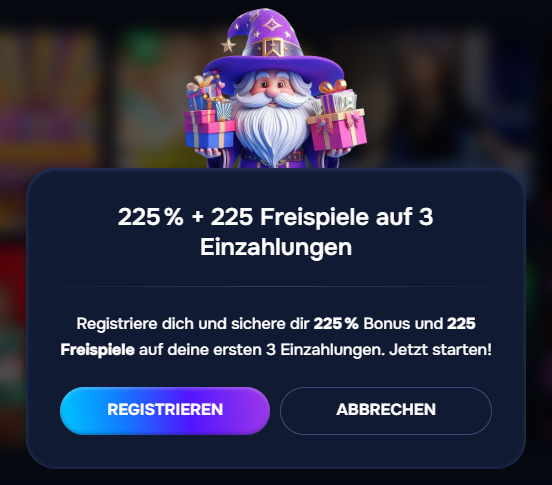 Täglicher Einzahlungsbonus im Wizardo Casino mit steigenden Belohnungen pro Serie.